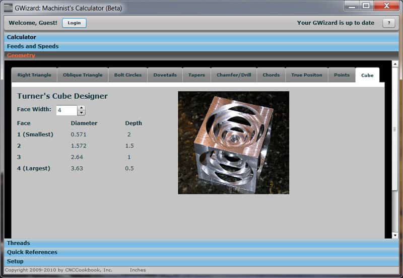 GWTC Designer screenshot with machining and manufacturing software tools.