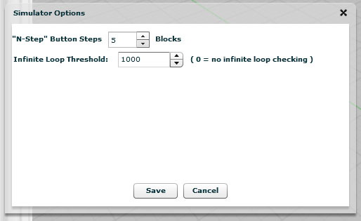 CNC Simulator Options page screenshot on CNCCookbook.com
