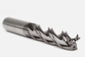 Metal cutting tool with spiral flute design.
