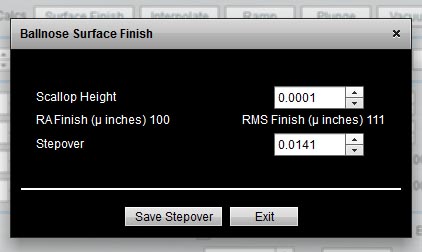 Digital Ballnose Surface Finish Calculator.