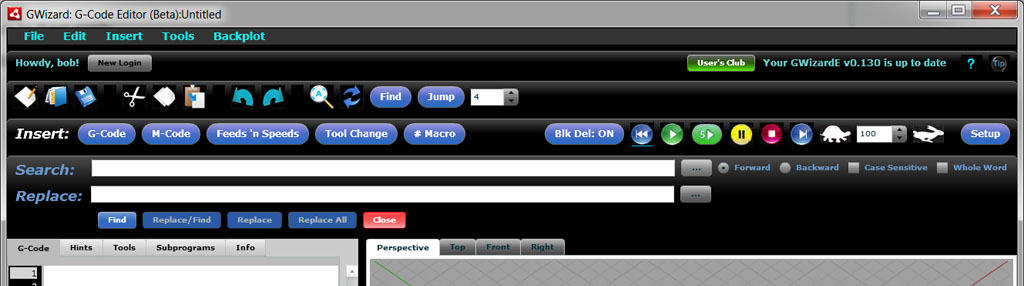 GWizard: G-Code Editor toolbar on CNCCookbook.com.