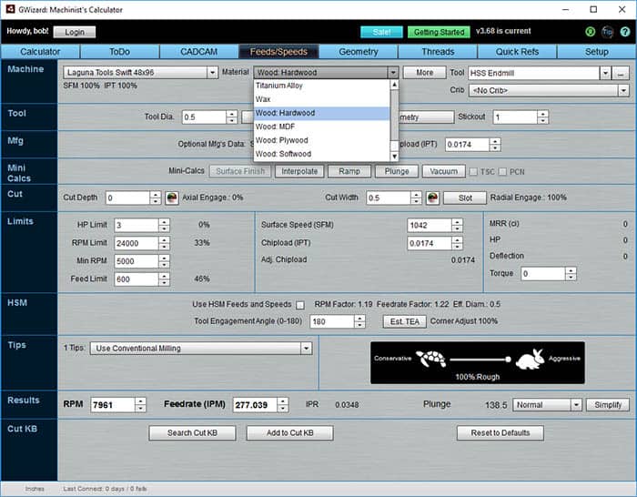 Computer software interface for machining and manufacturing.