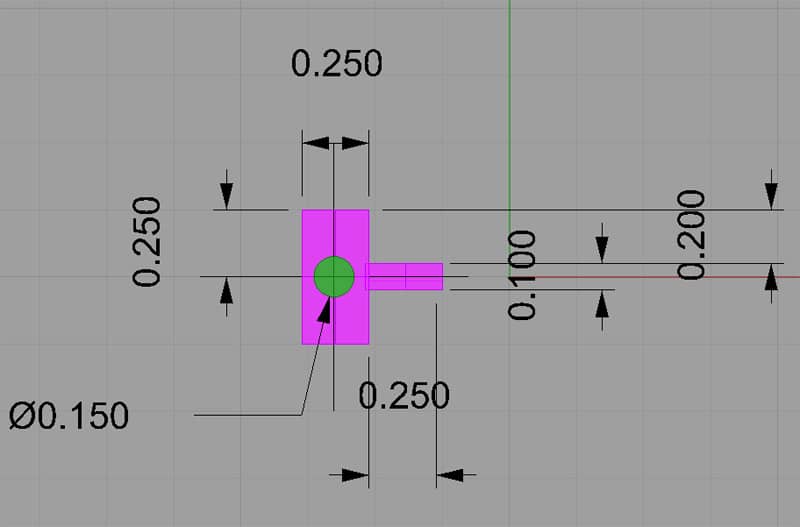 Technical drawing of a limit gate with dimensions on a gray background.