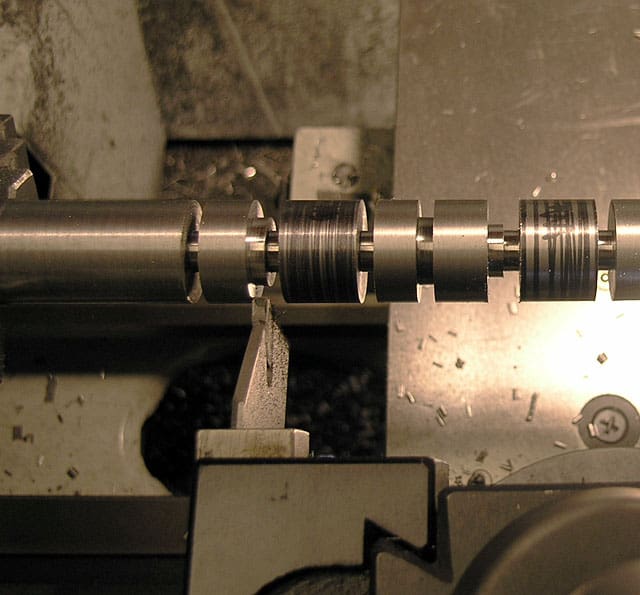 Lathe tool turning metal.