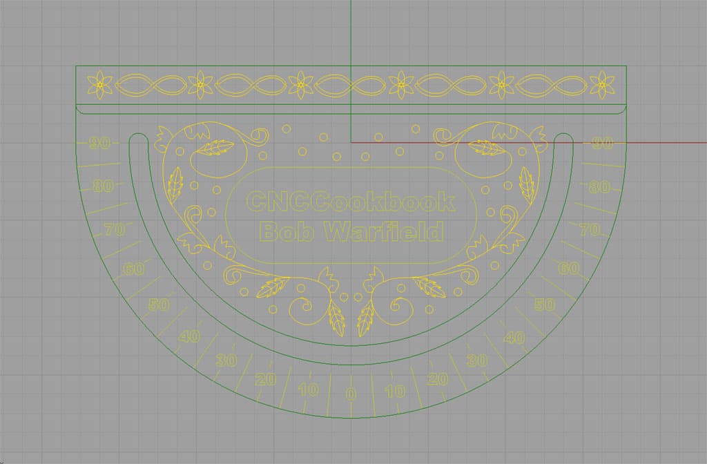 Computer-generated image of intricately designed scrollwork with floral patterns.
