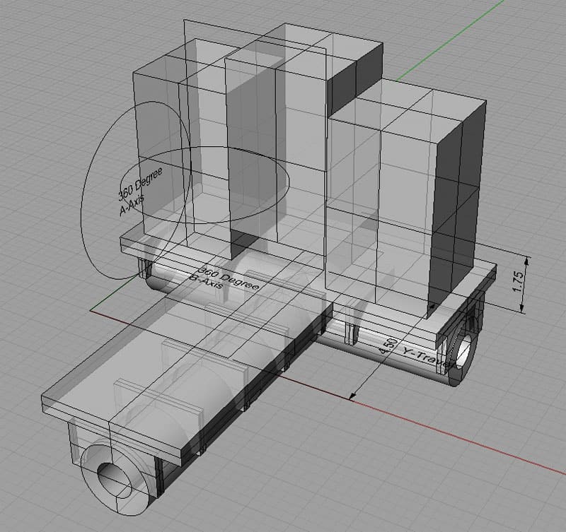 3D CAD model of trailer with cargo container created using TCSketch software.
