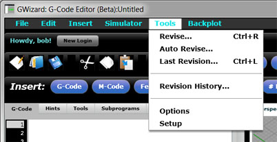 Gray menu bar with black text and green accents featuring tool icons and dropdown menus.