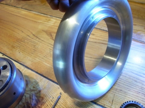 A silver metal ring with a smooth, shiny surface.