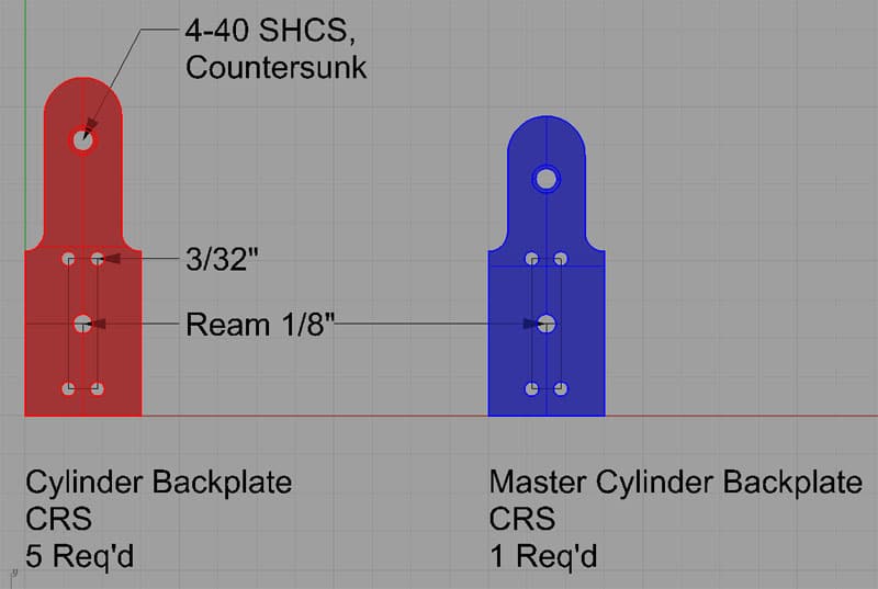 Technical drawings of two backplate designs with dimensions.