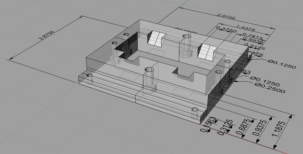 Technical drawing of a base plate.