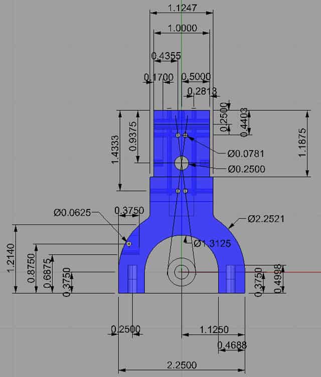 Technical drawing of a column with precise measurements.
