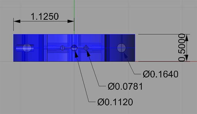 Technical drawing of a column, top view, with dimensions in inches.