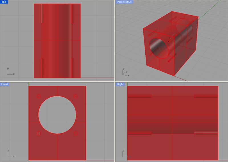 Red cylinder with bore on CNCCookbook.com