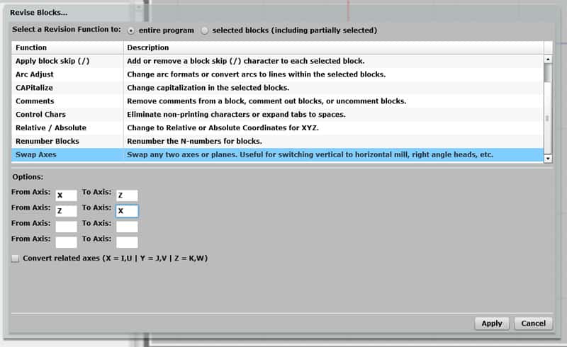 Screenshot of SWAP AXES software interface on CNCCookbook.com.