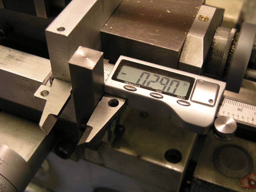 Digital caliper with display screen.