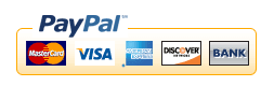 PayPal, credit card and bank logos displayed horizontally.