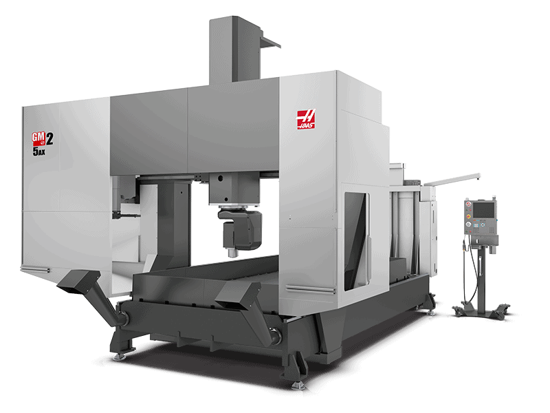 Gray CNC milling machine with red logo on side and control panel.