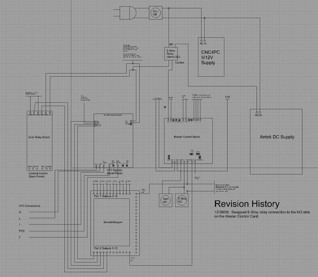 Technical diagram of an electrical circuit board with complex network of lines, symbols, and labels.