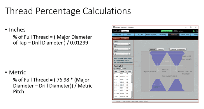 Thread percentage calculations on webpage.