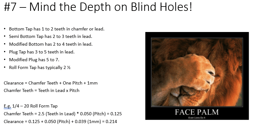 Tap thread types: bottom taps, semi-bottom taps, plug taps, roll-form taps, and more.