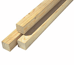 Two diagonal pieces of light-colored wooden strips.