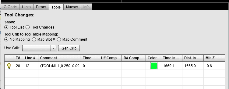 CNCCookbook.com screenshot: computer program interface with tool changes and settings.