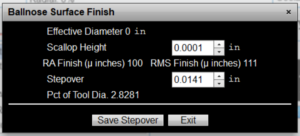 Machining software program on computer screen.