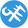 Blue caliper icon on a light background.