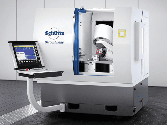 Large white machine with blue logo and screen.