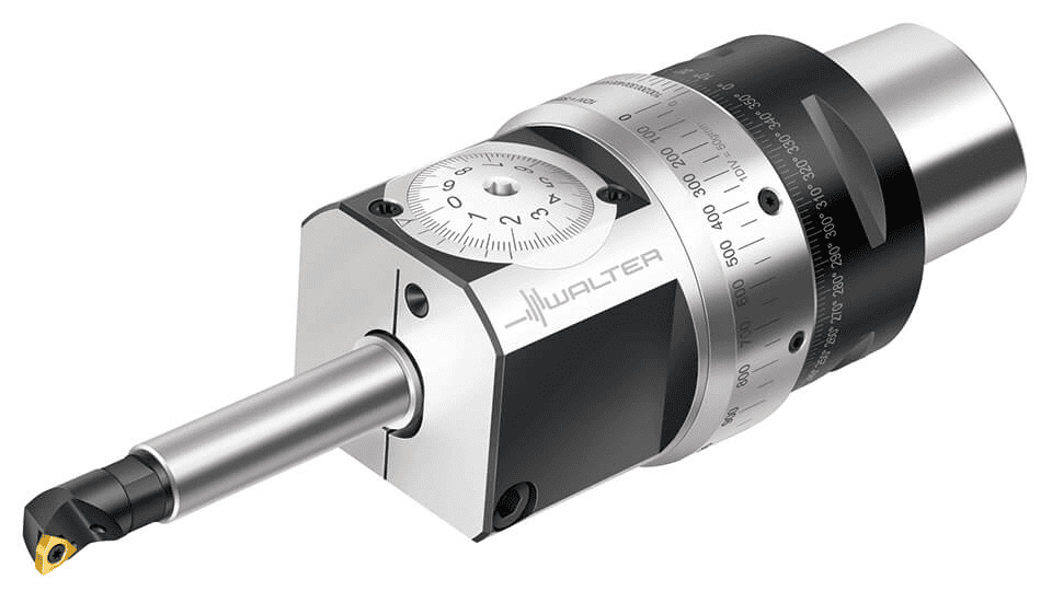 Cylindrical device with silver body and black accents.