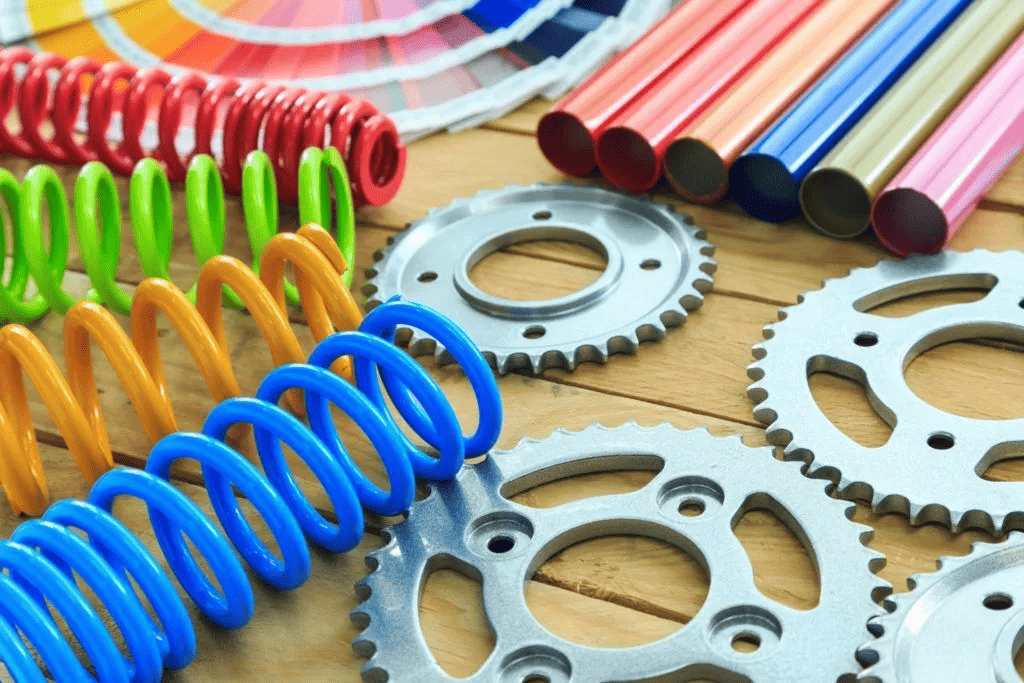 Diverse assortment of springs, gears, and machinery components