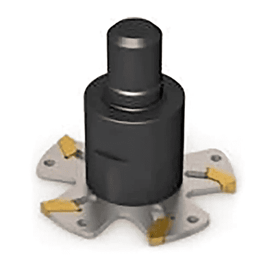 Cylindrical metal part with flat base and gold-colored protrusions.