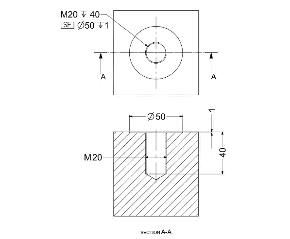 Mechanical component technical drawing with dimensions.