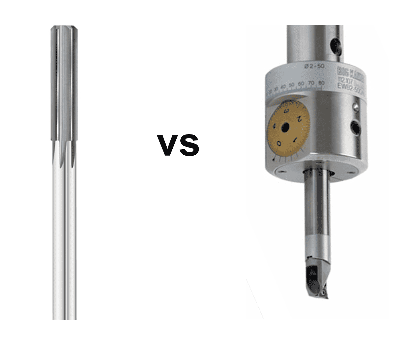 Two metalworking tools: a long, thin cylindrical object and a tool with a round base and pointed tip.