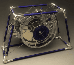 Transparent blue 3D rendering of a mechanical device.
