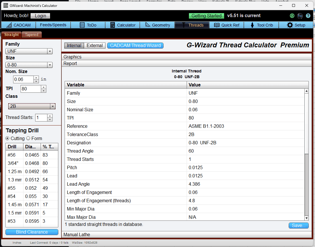 CNCCookbook.com calculator tool with fields and buttons for machining calculations.