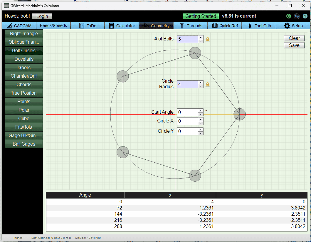Computer-aided 2D design software interface with tools and circle-based design.