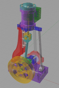 Mechanical device with gears, levers, and cylindrical body.