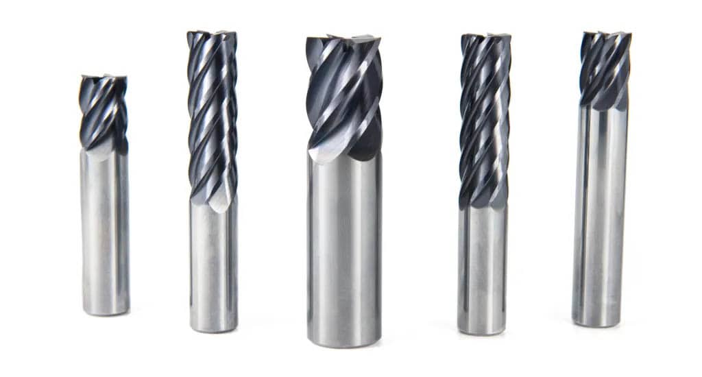 High-performance end mills with advanced coatings for efficient cutting in aluminum, stainless steel, and titanium.