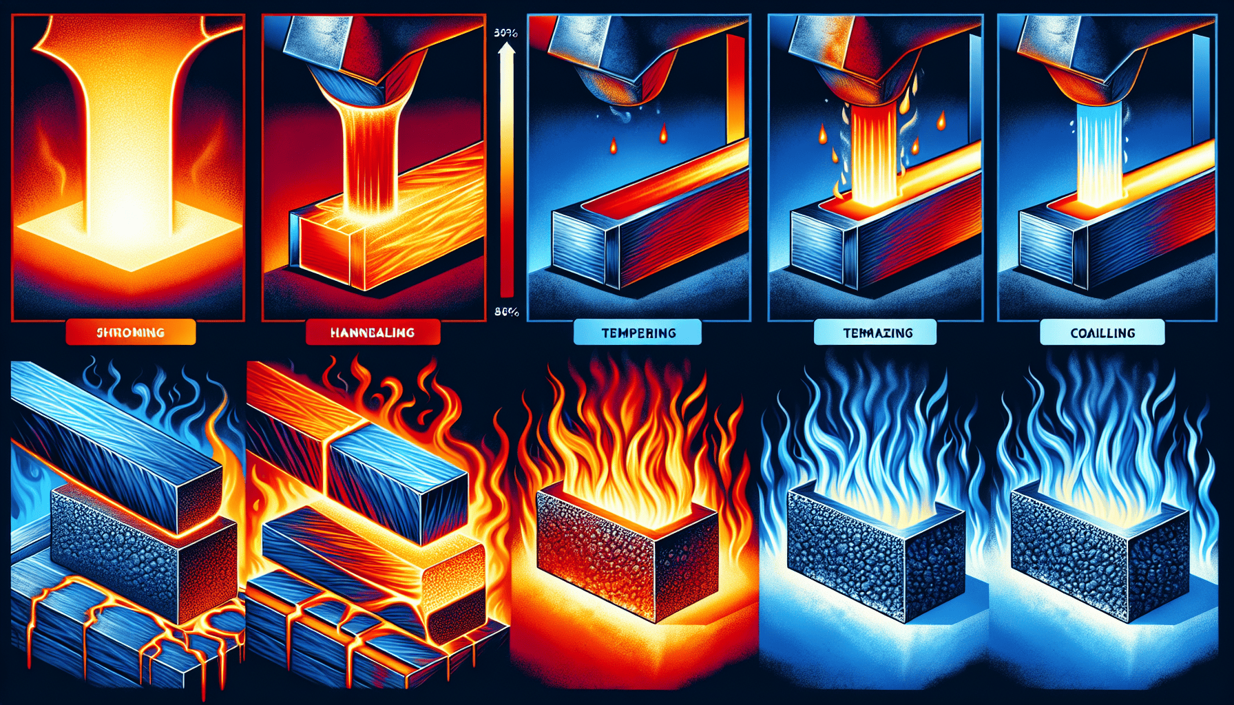 Metalworking processes: shiroming, hanningaling, tempering, coailling.
