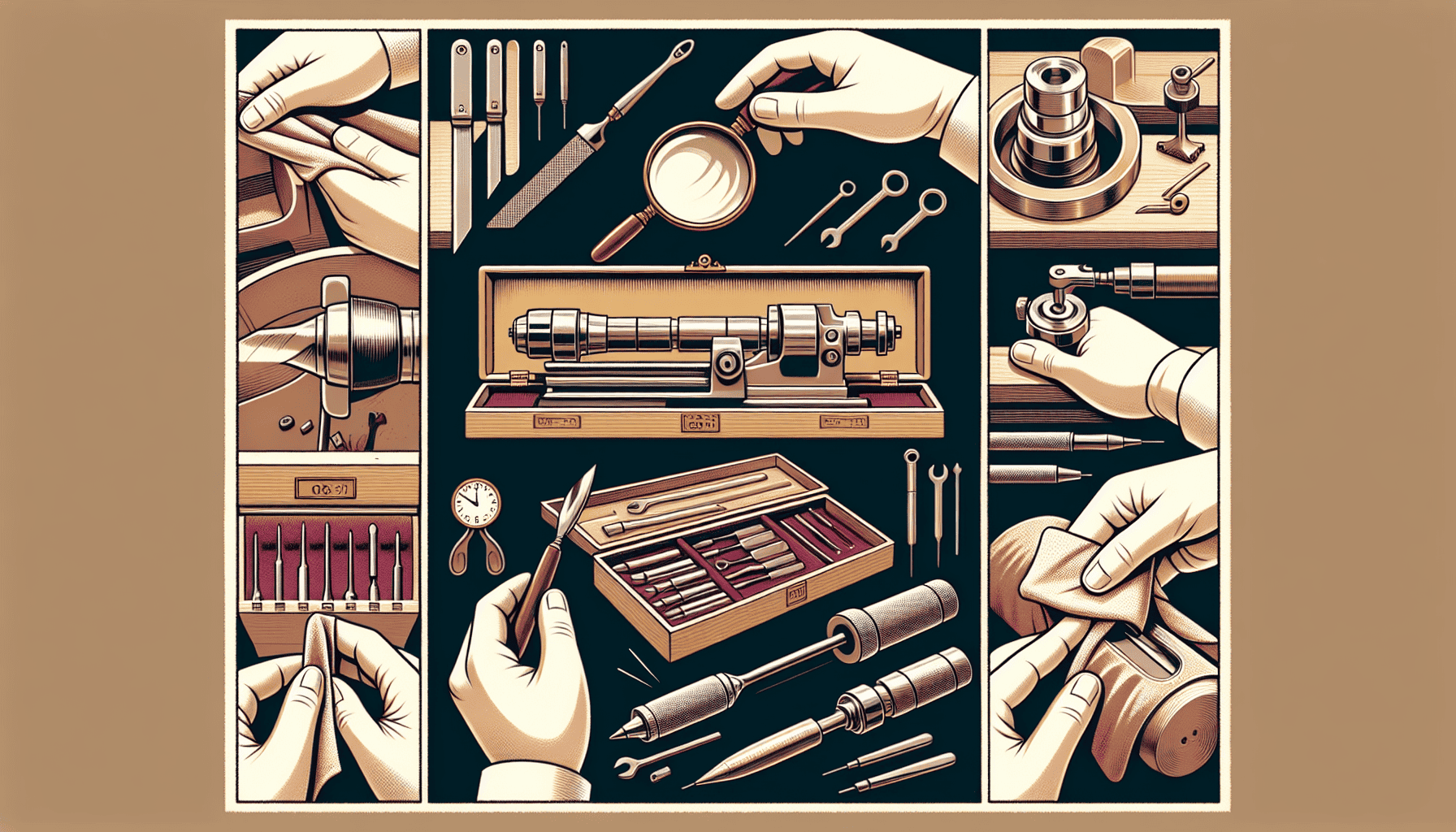 Hand tools such as screwdrivers, pliers, and wrenches arranged in a collage on a white background.