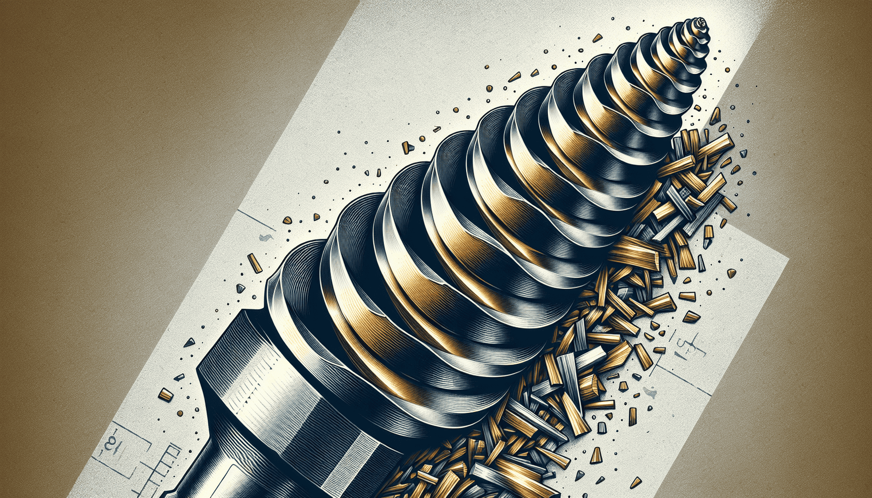 Detailed illustration of a metal cutting tool with spiral design.