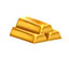 Gold bar icon with rounded edges and smooth, shiny surface on light gray background.